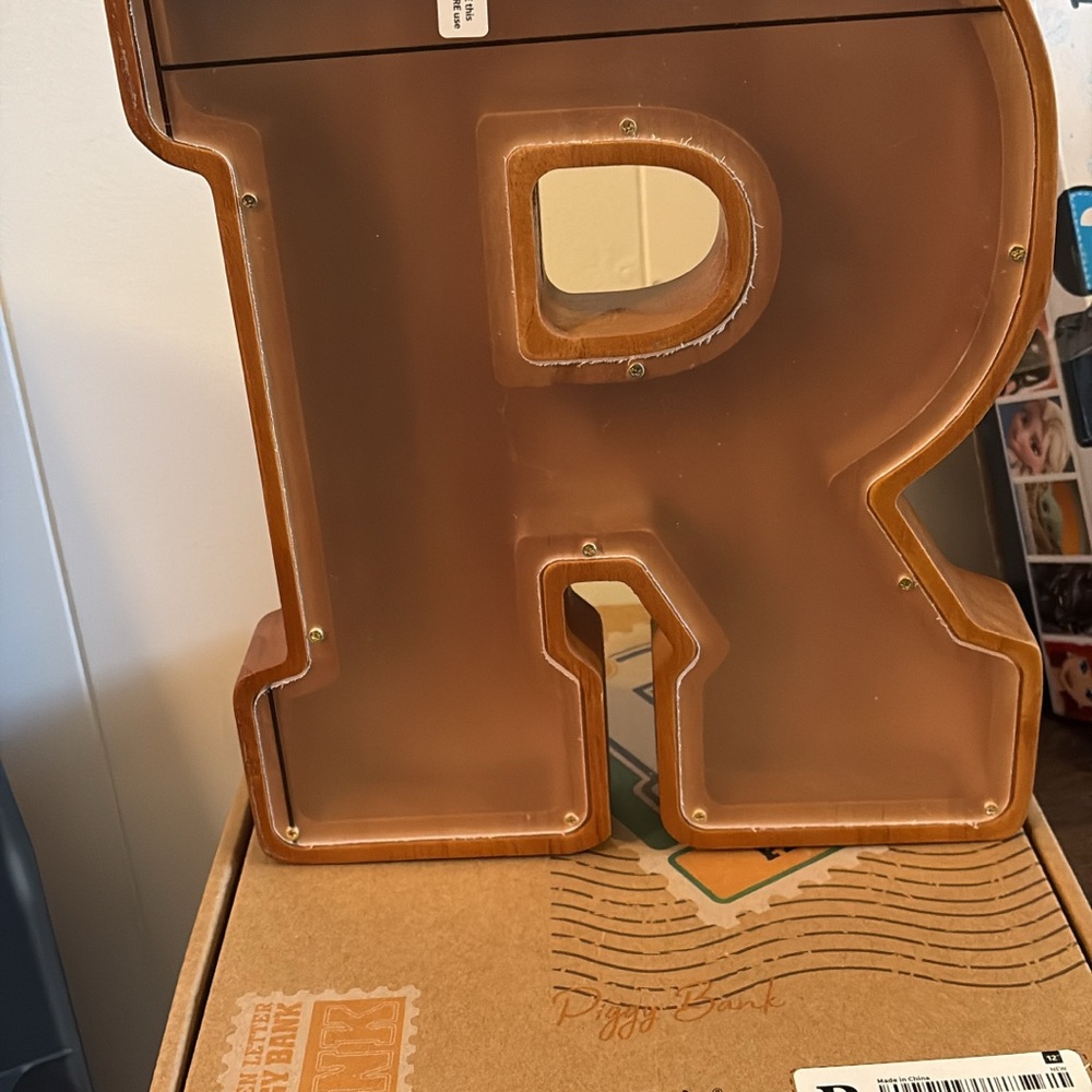 Brown Letter R Piggy Bank